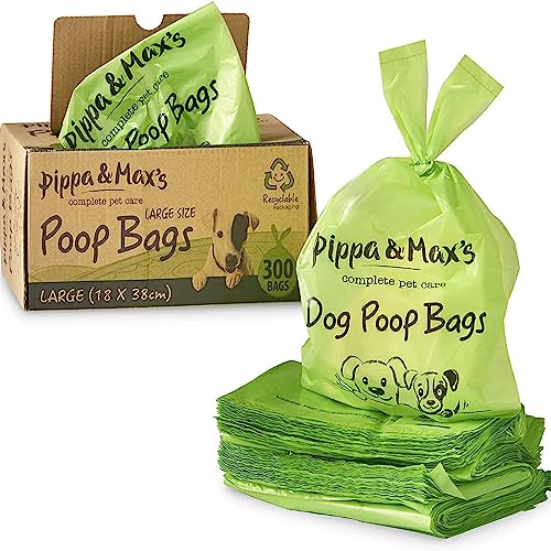 Pippa & Max Hundekotbeutel (300) - Extra Dicke Beutel mit praktischem Krawattengriff | Garantiert Auslaufsicher | Biologisch Abbaubare Box von Pippa & Max