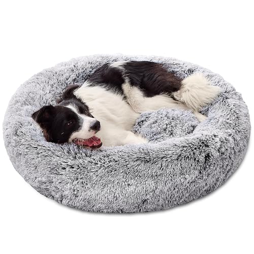 Pisi Bili Hundebett Katzenbett 70 cm Waschbar flauschig orthopädische Hundebetten große und kleine Hunde Katzenschlafplatz für Katzen Donut - Grau von Pisi Bili
