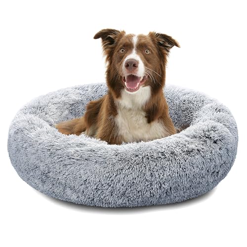 Pisi Bili Hundebett Katzenbett 80 cm Waschbar flauschig orthopädische Hundebetten große und kleine Hunde Katzenschlafplatz für Katzen Donut - Grau von Pisi Bili