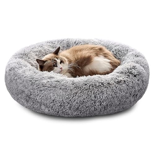 Pisi Bili Hundebett Katzenbett 50 cm Waschbar flauschig orthopädische Hundebetten große und kleine Hunde Katzenschlafplatz für Katzen Donut - Grau von Pisi Bili