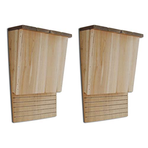 2 Stück Fledermaushaus Fledermauskasten aus Holz für Haus und Garten, 22 x 12 x 34 cm von Pissente