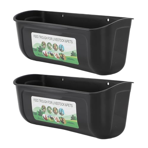 2pcs Hängende Geflügelfutterläder Plastik Vieh Fütterungstrog für Hühnergänse Schaf Hirschhunde (Black) von Pissente