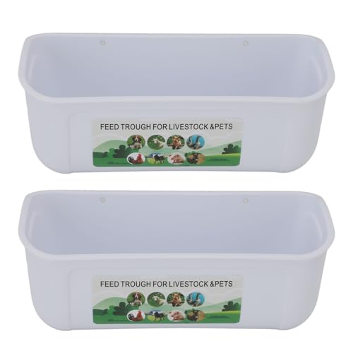 2pcs Hängende Geflügelfutterläder Plastik Vieh Fütterungstrog für Hühnergänse Schaf Hirschhunde (White) von Pissente