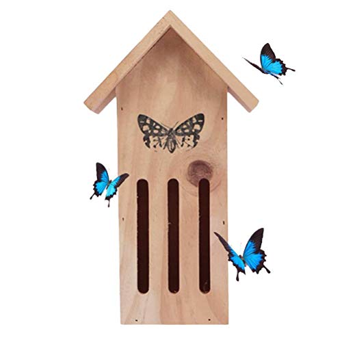Holzhaus, Lockt Schmetterlinge, Bienen und Marienkäfer an, Dach aus Eisenblech, 10 X 8 X 28,5 cm, Parfüm oder Farbe Hinzufügen, Gelb (1) von Pissente