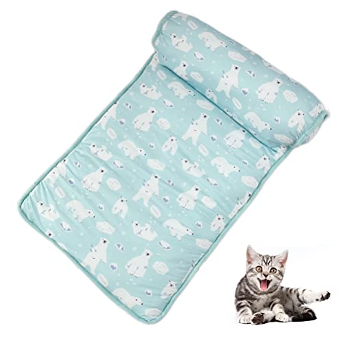 Pissente Kühlmatte für Haustiere, Kühlpad, Haustier-Kühldecke, Selbstkühlendes Gelpad für Hunde und Katzen mit Druckaktivierter Technologie, Kratzfest, 60 X 40 cm, Rosa, Kirsche, Blau, (5) von Pissente