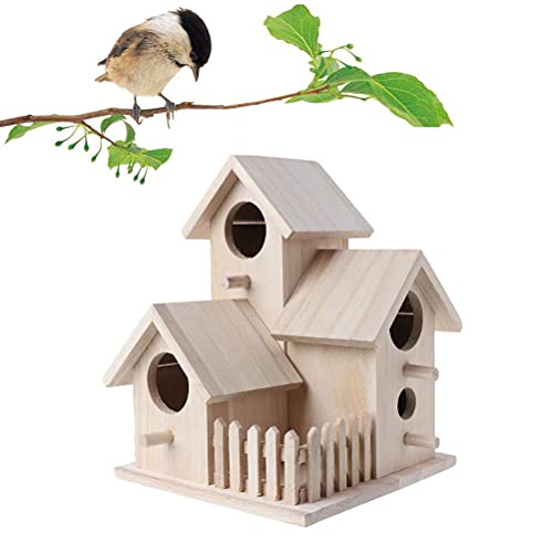 Pissente Vogelhaus aus Holz, Praktische Vogelnest-Holzkiste, Hängende Dekoration, Zaun-Vogelhaus (DREI Räume) von Pissente