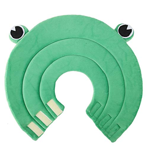 Verstellbarer AntiLick-Ring Wund Schutz Halsband für Hunde Katzen aus Hochwertigem Schwamm Material Niedliches Frosch-Dekor mit Einstellbarer Größe Kann Als Haustier-Kissen Grün, von Pissente