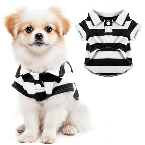 Hunde-Shirt, Poloshirt, gestreifter Kragen, Welpenkleidung, Sommer, Knopfleiste, Haustierkleidung für kleine, mittelgroße Hunde, Katzen für Jungen, Mädchen, Haustiere Hunde-Shirt, Poloshirt, gestreifter Kragen, Welpenkleidung, Sommer, Knopfleiste, Haustierkleidung für kleine, mittelgroße Hunde, Katzen für Jungen, Mädchen, Haustiere von Pistha