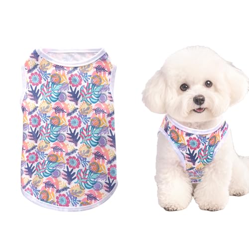 Pistha Hunde-Shirt, niedliches Sommer-Hundekleidung, weiches Haustier-T-Shirt, bedruckt, Welpen-Shirt für kleine, mittelgroße Hunde, Katzen, Mädchen (Blatt, S) von Pistha