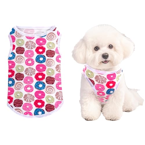 Pistha Hunde-Shirt, niedliches Sommer-Hundekleidung, weiches Haustier-T-Shirt, bedruckt, Welpenshirt für kleine, mittelgroße Hunde, Katzen, Mädchen (Süßigkeiten, M) von Pistha