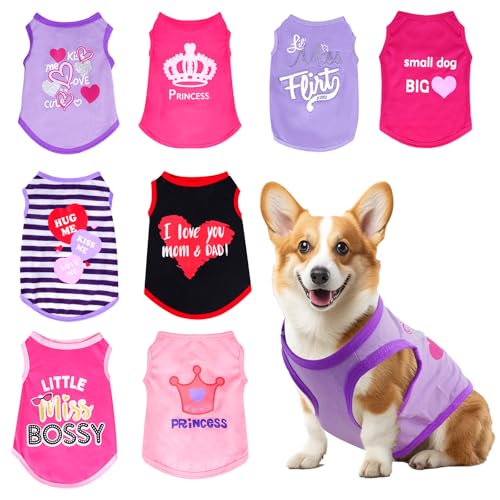 Pistha Hunde-Shirts, bezaubernd, bedruckt, ärmellos, für Welpen, Kätzchen, für kleine Hunde, Katzen, Mädchen, Urlaub, Größe L, 8 Stück Pistha Hunde-Shirts, bezaubernd, bedruckt, ärmellos, für Welpen, Kätzchen, für kleine Hunde, Katzen, Mädchen, Urlaub, Größe L, 8 Stück von Pistha