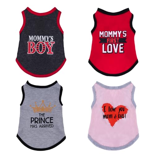 Pistha Hunde-Shirts für den Sommer, bedruckt, ärmellos, für kleine, mittelgroße Hunde, Katzen, Jungen, Größe L, 4 Stück Pistha Hunde-Shirts für den Sommer, bedruckt, ärmellos, für kleine, mittelgroße Hunde, Katzen, Jungen, Größe L, 4 Stück von Pistha