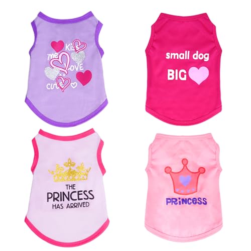 Pistha Hunde-Shirts für den Sommer, bedruckt, niedlich, ärmellos, für kleine, mittelgroße Hunde, Katzen, Mädchen, Größe M, 4 Stück Pistha Hunde-Shirts für den Sommer, bedruckt, niedlich, ärmellos, für kleine, mittelgroße Hunde, Katzen, Mädchen, Größe M, 4 Stück von Pistha