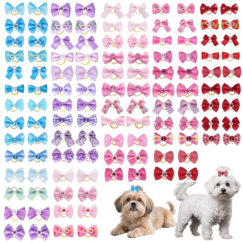 Pistha Hundehaarschleifen mit Gummibändern, handgefertigt, bunt, für Welpen, Spitze, Strass, Perlen, Designs für pelzige Hunde, Katzen, Haustiere, Mädchen, 118 Stück Pistha Hundehaarschleifen mit Gummibändern, handgefertigt, bunt, für Welpen, Spitze, Strass, Perlen, Designs für pelzige Hunde, Katzen, Haustiere, Mädchen, 118 Stück von Pistha