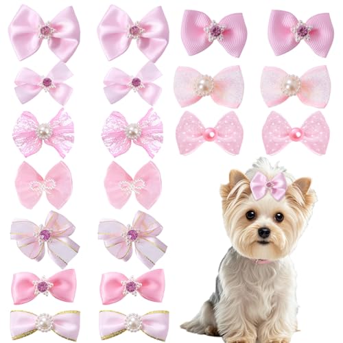 Pistha Niedliche Hundehaarschleifen mit Gummibändern, elastisch, handgefertigt, gemischter Stil, Spitze, Strass, Perlen, für pelzige Welpen, Katzen, Haustiere, Mädchen, Rosa, 20 Stück Pistha Niedliche Hundehaarschleifen mit Gummibändern, elastisch, handgefertigt, gemischter Stil, Spitze, Strass, Perlen, für pelzige Welpen, Katzen, Haustiere, Mädchen, Rosa, 20 Stück von Pistha