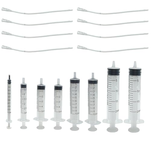 8-teiliges Futterspritzen-Set für Vögel, Papageien, Milchspritze mit weichen Fütterungsröhrchen zum Füttern von Haustieren (1 ml + 3 ml + 5 ml + 10 ml + 20 ml) von Pitertul