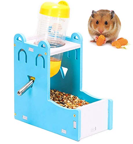 Hamster-Wasserflasche zum Aufhängen, 2-in-1-Haustier-Trinkflasche, automatischer Trinkflaschenspender mit Futterbehälter, Basis für Hamster und andere kleine Haustiere von Pitertul