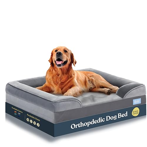 Orthopädisches Sofa Hundebett – Ultra bequemes Hundebett für Xgroße Hunde – Atmungsaktives und wasserdichtes Haustierbett – EierschaumSchlafsofa mit extra Kopf und Nackenstütze – Abnehmbarer, von Pitpet