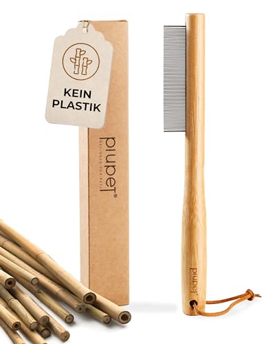 PiuPet® Flohkamm für Katzen & Hunde I 77 Edelstahl-Zinken I Kein Plastik I Läusekamm Nissenkamm I Zeckenkamm I Flohkamm Hunde I Flohkamm für Katzen | Katzenkamm | Hunde Kamm | Flohbürste Katze von PiuPet