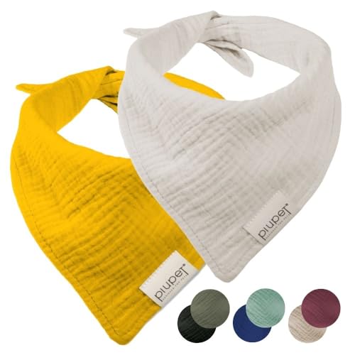 PiuPet® Hundehalstuch I 2er Set Hundehalstücher I Hundehalstuch große Hunde I Halstuch Hund I Stylisches Bandana große & kleine Hunde | Hundebekleidung & Zubehör I Gelb/Grau | (S) 58x40x40cm von PiuPet