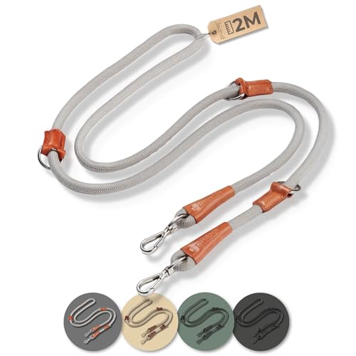 PiuPet® Hundeleine 2m | 3-Fach Längenverstellbar | Für Große, Kleine und Mittelgroße Hunde | Leine (Grau) von PiuPet