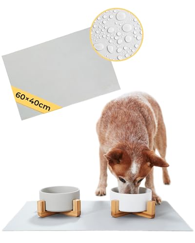 PiuPet® Napfunterlage für Katze & Hund I 60x40cm I Wasserdicht I Silikon Unterlage I Napfunterlage Hund I Napfunterlage Katzen I Futternapf Unterlage von PiuPet