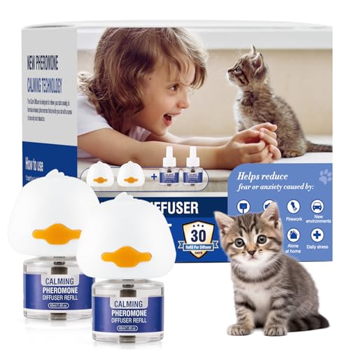 Pheromone Katzen Beruhigung Steckdose FüR Cat Calming Diffuser Beruhigendes Diffusor-Set Katze Anti Stress Beruhigungsmittel Duftstecker Lavendel（2 StöPsel + 2 NachfüLlpackungen à 48 Ml） von Piuess