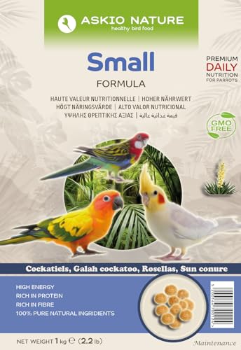 Askio Nature Extrudiertes natürliches Hochenergiefutter für Nymphen & kleine Papageien, 1 kg von Piumer