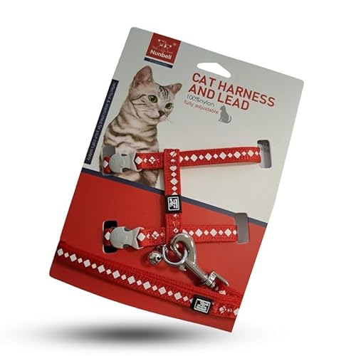 Hundegeschirr mit Leine Nunbell Rot | 100 x 100 Nylon | verstellbar von Piumer