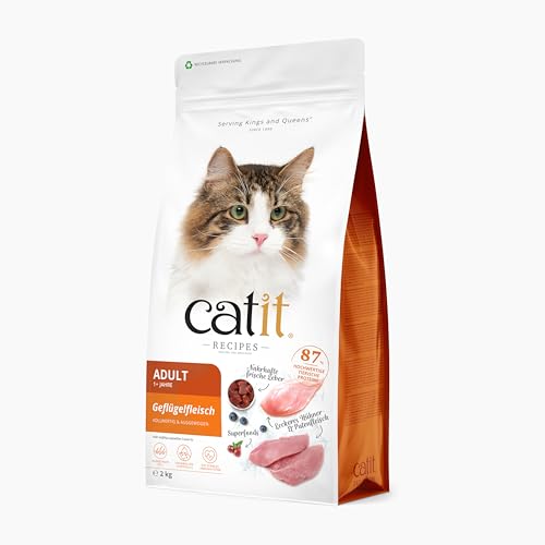 Catit Recipes - Premium Trockenfutter für Katzen - mit Geflügelfleisch, für ausgewachsene Katzen, Alleinfuttermittel, 2kg, hilft Haarballenbildung vorzubeugen Catit Recipes - Premium Trockenfutter für Katzen - mit Geflügelfleisch, für ausgewachsene Katzen, Alleinfuttermittel, 2kg, hilft Haarballenbildung vorzubeugen von Catit