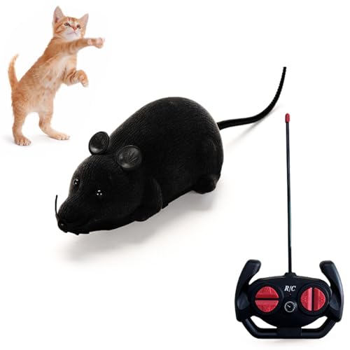 Fernbedienung Gefälschte Maus Spielzeug, Realistische Maus Katzenspielzeug Beflockung Gefälschte Ratten Mäuse RC Spielzeug Kabellose Jagd Interaktives Katzenspielzeug Streich Witz Gruselige Trick von Pixibond