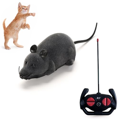 Fernbedienung Gefälschte Maus Spielzeug, Realistische Maus Katzenspielzeug Beflockung Gefälschte Ratten Mäuse RC Spielzeug Kabellose Jagd Interaktives Katzenspielzeug Streich Witz Gruselige Trick von Pixibond