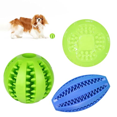 Pixie Pitt Hundespielzeug, Bälle zum Befüllen von Lebensmitteln, lustig, leuchtend, elastisch, Puzzle, interaktive Zahnreinigung, bissfest, Gummibälle für kleine, mittelgroße und große Hunde, Grün + von Pixie Pitt