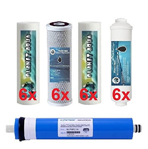 3 Jahres Ersatzfilterset mit 24 Patronen inkl. 75GPD Membrane für 5 Stufen Filteranlagen, Wasserfiltersysteme für Wasserfilter Osmoseanlagen und Trinkwasserfilter sowie Küchen Filter Systeme von Planet-Aqua