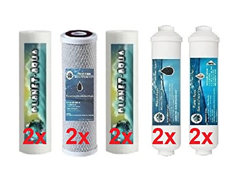 Planet-Aqua 1 Jahres Osmoseanlagen Ersatzpatronen Set - 10 Ersatzfilter Patronen für Umkehr Osmose Wasserfilter Osmoseanlage Aquarium Fische Trinkwasserfilter Küche Filter Kartusche Filteranlage von Planet-Aqua