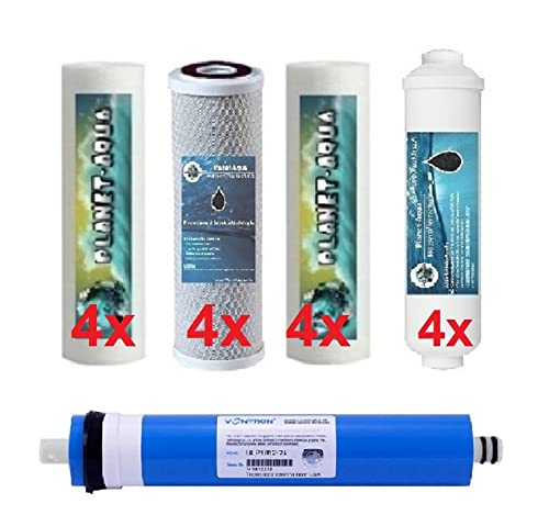 Planet-Aqua 2 Jahres Osmoseanlagen Ersatzpatronen Set - 16 Ersatzfilter Patronen + 75 GPD Membrane für Umkehr Osmose Wasserfilter Aquarium Filter Fische Trinkwasserfilter Planet-Aqua 2 Jahres Osmoseanlagen Ersatzpatronen Set - 16 Ersatzfilter Patronen + 75 GPD Membrane für Umkehr Osmose Wasserfilter Aquarium Filter Fische Trinkwasserfilter von Planet-Aqua