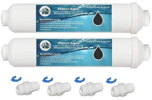 Planet-Aqua 6 x SBS Kühlschrank Aktivkohle Filter Wasserfilter inkl. Schlauch Anschlußadapter für 1/4 Zoll (ca. 6mm) Kunsstoffleitung Siemens Samsung Daewoo AEG Bosch von Planet-Aqua