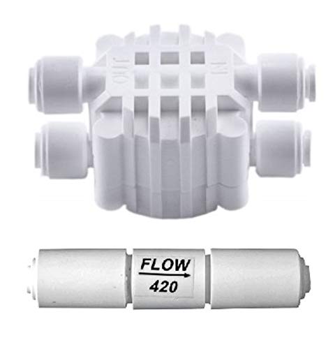 Planet-Aqua Abschaltautomatik Vierwegeventil RO 5 + Flow 450 Durchflussbegrenzer für die Osmoseanlage Umkehrosmose Filter Anlage mit Membrangehäuse von Planet-Aqua