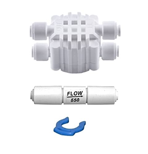 Planet-Aqua Abschaltautomatik Vierwegeventil RO 5 + Flow 550 Durchflussbegrenzer für die Osmoseanlage Umkehrosmose Filter Anlage mit Membrangehäuse von Planet-Aqua