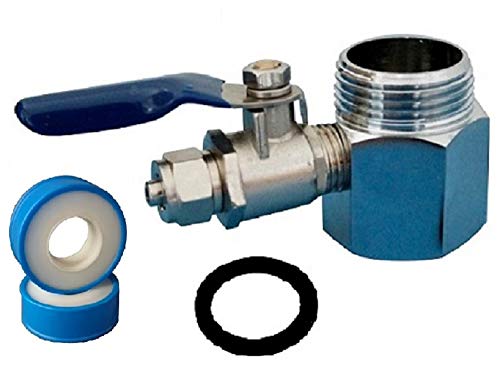 Planet-Aqua Messing Wasseranschluss Adapter Set 3/4 Zoll Gewinde mit 1/4" Absperrhahn/Ventil und Teflonband zur Montage für Wasserfilter Osmoseanlage Side by Side Kühlschrank Filter und Fitting Planet-Aqua Messing Wasseranschluss Adapter Set 3/4 Zoll Gewinde mit 1/4" Absperrhahn/Ventil und Teflonband zur Montage für Wasserfilter Osmoseanlage Side by Side Kühlschrank Filter und Fitting von Planet-Aqua