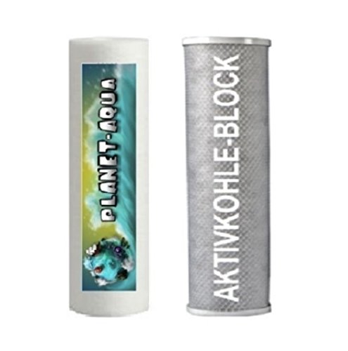 Wasserfilter Set - 5µ Sediment + Aktivkohle Block Filter 10 ZOLL - VORFILTER Filterkartusche für Osmoseanlage Umkehrosmose Filteranlage Filtergehäuse Trinkwasser Brunnenwasser Cartridge poolfilter Hauswasserwerk Eisen Filterpatrone Aquariumfilter Wasserfilter Set - 5µ Sediment + Aktivkohle Block Filter 10 ZOLL - VORFILTER Filterkartusche für Osmoseanlage Umkehrosmose Filteranlage Filtergehäuse Trinkwasser Brunnenwasser Cartridge poolfilter Hauswasserwerk Eisen Filterpatrone Aquariumfilter von Planet-Aqua