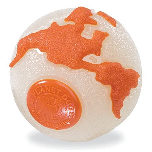 Planet Dog Orbee-Tuff Planet - Snackball für Hunde - Hundespielzeug - leuchtet im Dunkeln - Orange - Klein von Planet Dog