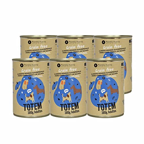 Planet Gemüsegarten, 6 Stück, Nassfutter Grain Free Superpremium für Hunde, Lachs, 380 g, natürliches Futter für erwachsene Hunde, getreidefrei, reich an Omega-3, mit Gelenkschutz von Planeta Huerto
