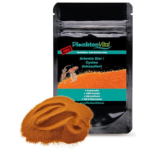 PlanktonVital Artemia Eier dekapsuliert entkapselt ohne Schale Brine Shrimp Eggs Salinenkrebse Cysten Aufzuchtsfutter kein Erbrüten direktes verfüttern für Fischlafen Jungbrut Garnelen (100 ml) von PlanktonVital