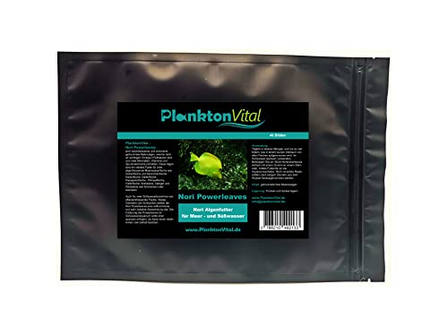 PlanktonVital Nori Powerleave Nori-Algenblätter Seaweed Meerwassser Algenfutter Fischfutter Nori Algen 40 Blätter (40) von PlanktonVital