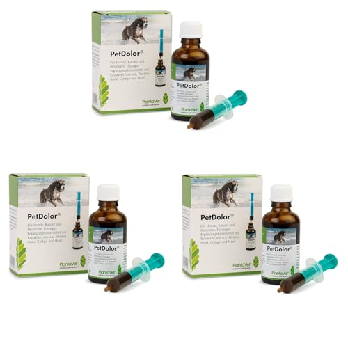 PlantaVet PetDolor | 3er Pack | 3 x 50 ml | Flüssiges Ergänzungsfuttermittel für Hunde | Kann dabei helfen die Stoffwechselfunktion des Bewegungsapparates anzuregen von PlantaVet
