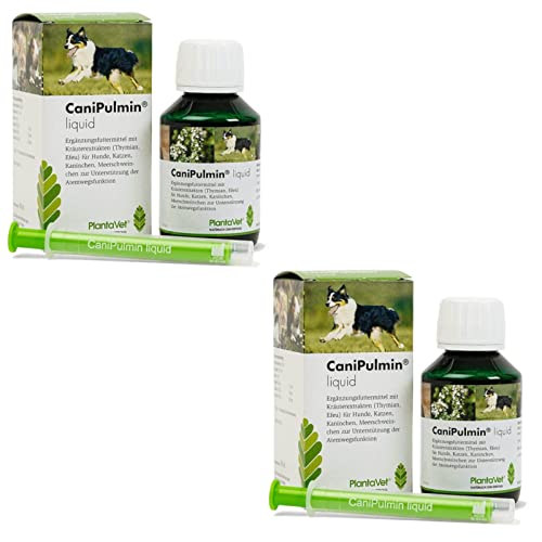PlantaVet CaniPulmin liquid für Hunde | Doppelpack | 2 x 100ml | Flüssiges Ergänzungsfuttermittel für Hunde | Kann dabei helfen die die Atemwegsfunktion zu unterstützen von PlantaVet