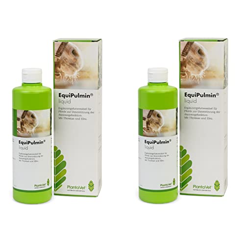 PlantaVet EquiPulmin Liquid | Doppelpack | 2 x 500 ml | Ergänzungsfuttermittel für Pferde | Zur Unterstützung der Atemwegsfunktion | Mit Efeu- und Thymianextrakt | Mit Dextrose von PlantaVet