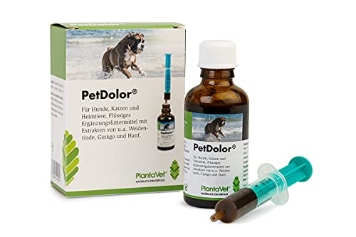 Plantavet PetDolor | 50 ml | Ergänzungsfuttermittel für Hunde | Kann dabei helfen die Stoffwechselfunktion des Bewegungsapparates anzuregen | Flüssige Nahrungsergänzung von Plantavet