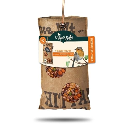 Bird Buffet | Vogelfutter ECO tasche zum afhängen | Vogelfutter für Rotkehlchen, Finken u.a. | 1x 300gr | 4-Jahreszeiten-Futter | vogelhaus zum aufhängen | vogelfutter wildvögel ganzjährig von Plants by Frank